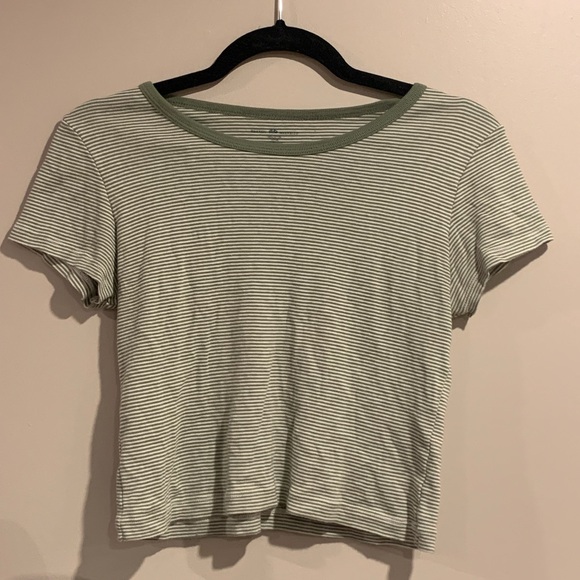 Ashlyn Striped Top | Brandy Melville | One-Size | Green and White Stripes - Picture 1 of 5